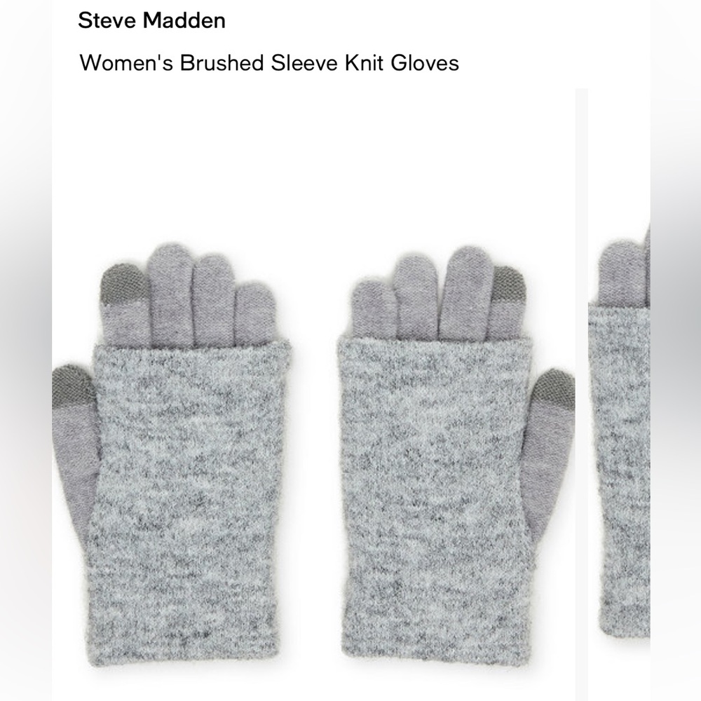 Grey Steve Madden Brushed Sleeve Knit Tech Gloves